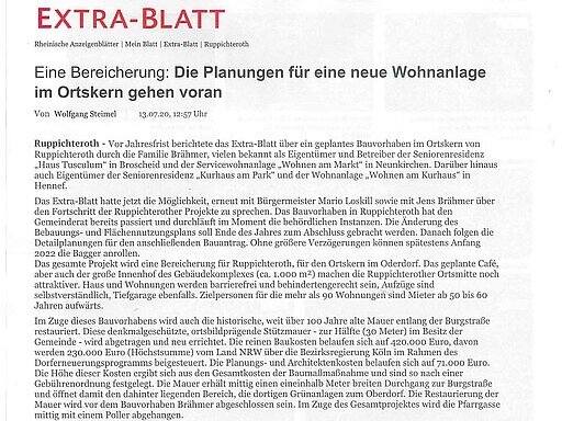 Artikel aus dem Extra-Blatt Artikel über den Neubau Ruppichteroth